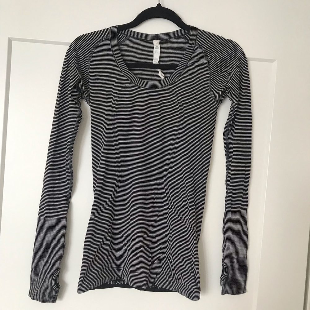 Black & white striped lululemon long sleeve